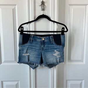Denim Distressed Women Maternity Shorts